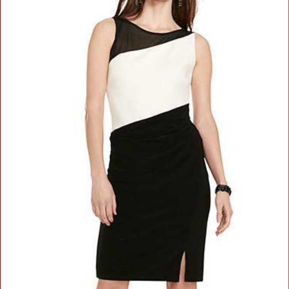 Lauren Ralph Lauren Dresses & Skirts - Lauren Ralph Lauren Mesh Accent Black & Ivory Color-block Dress Size 4